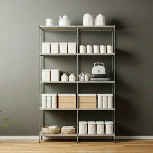 Organized storage shelves